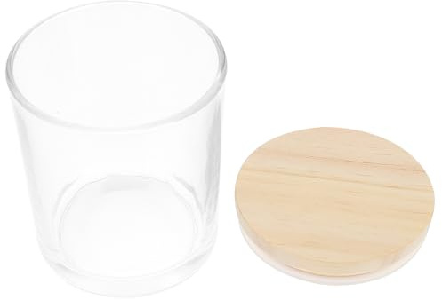 Abaodam Pot à Bougie Vide Verre Dépoli avec Couvercle Bois Contenant pour Fabrication de Bougies DIY Moyen Transparent et Décoratif pour Maison