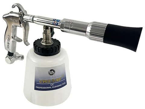 Pistolet de Nettoyage Voiture Tornador - Puissant et Réglable de 1000 à 8000 Tours/Min, Effet Tornade pour un Nettoyage Voiture, Pistolet à Air Comprimé, Réservoir 1L, Blanc