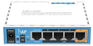 MikroTik hAP with 650MHz CPU, 64MB RAM, 5xLAN, Built-in 2.4Ghz, RB951UI-2ND (5xLAN, Built-in 2.4Ghz 802.11b/g/n 2x2 Two Chain Wireless with Integrated Antennas, USB, RouterOS L4, p)