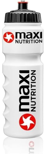Maximuscle Maxi Nutrition | Durable Bio-Based Sports Bottle for Working Out, Fitness, Hiking, Outdoor Sports| Pro-Athletes Reusable Water Bottle - White, 750ml,package may vary
