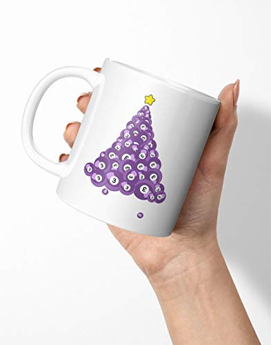 BLAK TEE Purple Pool Ball Christmas Tree Porcelain Coffee and Tea Mug 330 ml