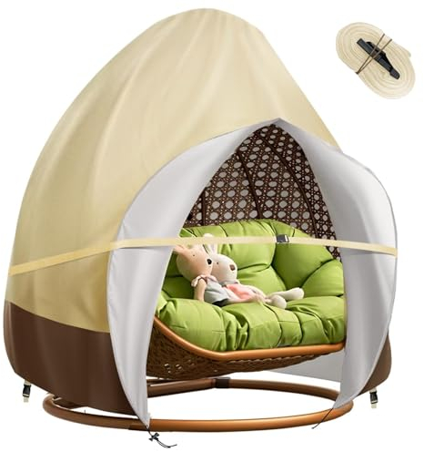 Abdeckung für Hängesessel für Terrasse, Doppelbett, 420D, wasserdicht, für Hollywoodschaukel, Veranda, Terrasse, Kokon, Gartenmöbel, Abdeckung mit Kordelzug
