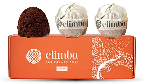 Elimba Bio Kakao Kugel Classic, (3er Pack) - heiße Schokolade 100% vegan - Premium Criollo-Rohkakao Trinkschokolade mit min. 50% Kakaoanteil, zeremonieller Kakao