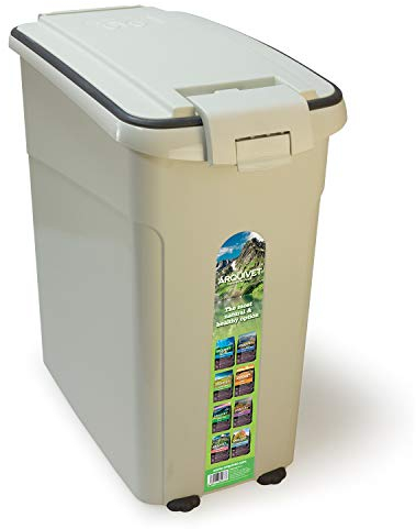 Arquivet Contenedor para pienso de perros o gatos con ruedas - Recipiente hermético de gran capacidad - 20 kg/54 litros - Medidas: 29 x 53 x 54,5 cm - Contenedor de comida para mascotas grande
