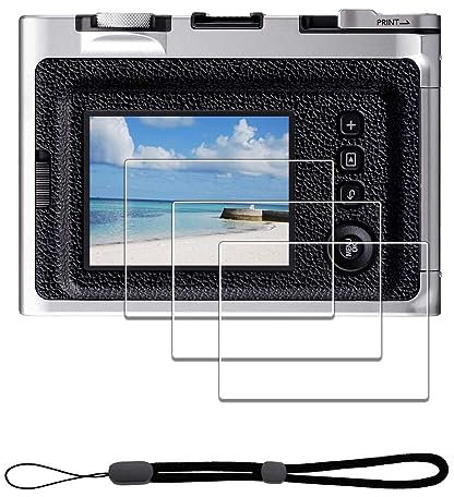 iDaPro Screen Protector for Fujifilm Instax Mini EVO Instant Film Camera + Hand Lanyard [3+1 Pack] Tempered Glass Easy Installation
