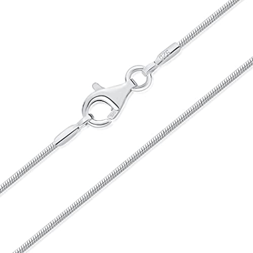 DTPsilver® 925 Sterling Silber Dünne Halskette/Schlangenkette - Karabinerverschluss - Breite: 1 mm - Länge: 55 cm