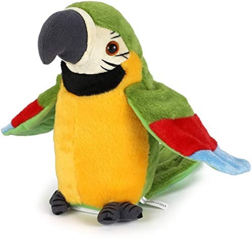 Talking Parrot Repeat What You Say Electronic Mimicry Pet Plush Toy, Funny Pronunciation Talking Parrot Soft Toy, Good Helper in Learning to Speak for Kids Funny Gifts (Green)
