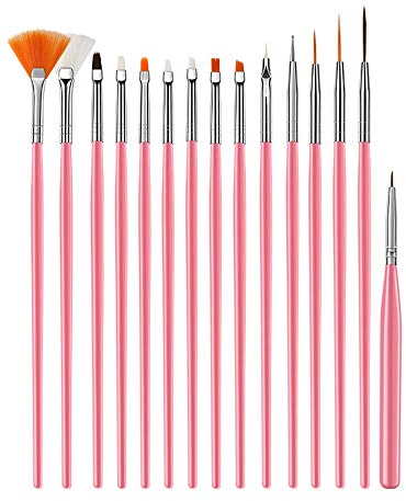 15 pièces Pinceau Ongle Nail Art, Design Pinceaux Nail Art pour Gel UV, Dessin Stylo Ensemble Outil À Ongles, Ensemble de Pinceaux à Ongles de Vernis à Ongles en Acrylique pour Décoration