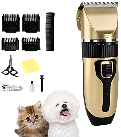 Schermaschine für Hunde Profi Hundeschermaschine Langhaarschneider Hund Katze Tierhaarschneidemaschine Haarschneidemaschine Haartrimmer Haustier, Leise Haarschneider Dog Grooming Clippers, 10 Aufsätze