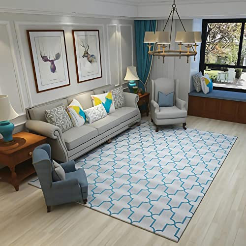 Teppich deko Wohnzimmer modern Teppich Junge Blau graues einfaches geometrisches Design Wohnzimmerteppich Innendekoration flokati Teppich waschbar 80x160cm
