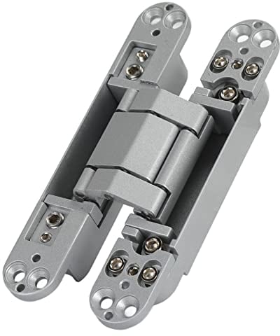 Bisagras de puerta ocultas, bisagras de puerta ajustables con ángulo de apertura de 180 grados Bisagra de puerta plegable 3D con tornillos de llave hexagonal para puerta de madera de 40 kg(Plata)