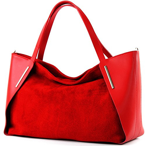 modamoda de - T126 - ital. Shopper Tragetasche Leder/Wildleder