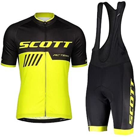 HOMTOL Abbigliamento Ciclismo Set Manica Corta Uomo Tuta Ciclismo Completo Estivo Per Bici Da MTB Con Pantaloncini Imbottiti in Gel (giallo, XXL)