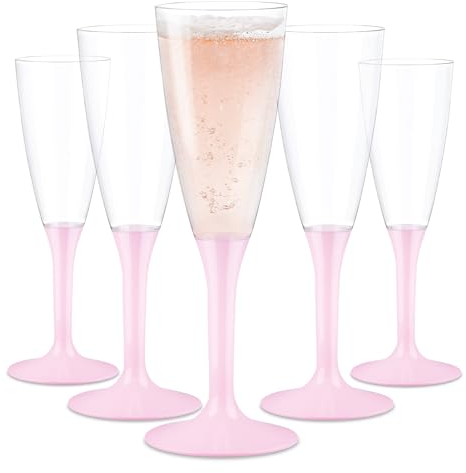 WAF TUNDRA - Set 60 FLUTE da Champagne in PLASTICA 100 ml. USA & RI-USA BPA-Free - Calici Plastica Riutilizzabili, Resistenti, Lavabili in Lavastoviglie - Flute Plastica per Feste, Matrimoni (Rosa)