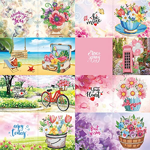 8 Stück 5D DIY Diamond Painting Greeting Cards Mit Umschlägen Teilweise Speziell Geformter Bohrer Danke Holiday Greeting Cards Cross Stitch Kits