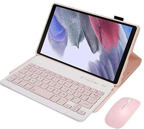 VCFDZCFD Funda con Teclado para Samsung Galaxy Tab A7 Lite de 8,7 Pulgadas 2021[SM-T225/T220], Teclado inalámbrico Desmontable magnéticamente con ratón Bluetooth,Rosado