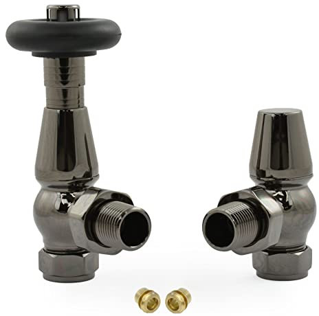 Hot Flow | Jordan Angled Thermostatic Radiator Valve 10mm Compression (Black Nickel)