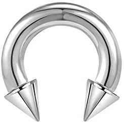 ZS Chirurgenstahl Spike Hufeisen Circular Barbell Ringe, 00G 0G 2G 4G 6G 8G 12G 16G Dick PA Rings, CBR Nasenring Septum Ohr Piercing Körperschmuck (Silber,4G,16mm)