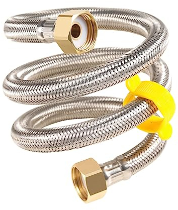 Qrity 2 Stück G 1/2 x G 1/2 Edelstahl-Geflechtschlauch, flexibles Wasserrohr für Badezimmer, WC, Wasserhähne, Küchenspüle, Wasserzulaufschläuche, 20 cm