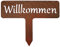 EXTRAVAGANT® Gartenstecker „Willkommen“ Gartendeko Kräuterbeetstecker Gartenschild Pflanzenstecker Metall Stahl Rost Edelrost wetterfest für Garten Beet Roststecker Blumenstecker Gartenschild