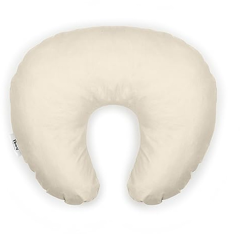 Flumi Stillkissen Klein Stillkissenbezug aus Baumwolle Nackenhörnchen zum Stillen mit abnehmbarem Baumwollbezug Baby Kissen für bequemes Stillen & Füttern (beige)