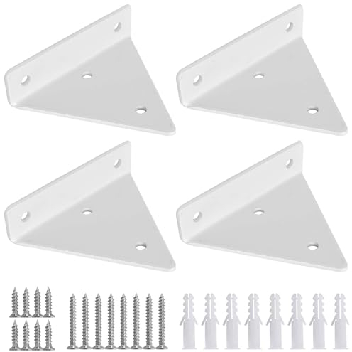 Pack of 4 Floating Shelf Brackets, Wall Mounted Invisible Triangle Wall Brackets, Hidden Wall Shelf Brackets Heavy Duty Metal Wall Brackets for Living Bedroom Study Office Storage Shelf, Bookshelf