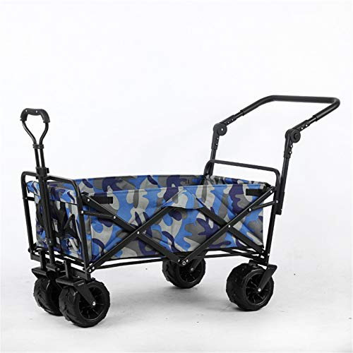 ONDIAN Bollerwagen Faltbar Klapper Garten Beach Shopping Camping Cart Wagenwagen Karren für Camping Strand (Farbe : Blau, Size : One Szie)