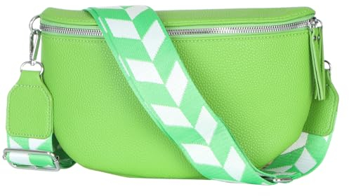 simaranda Damen Bauchtasche stylisch Umhängetasche Hüfttasche Bodybag Gürtel Crossbody Bag Schultertasche mit Verstellbaren Gurt 25 (Grün, Klein 23 x 14 x 7 cm)
