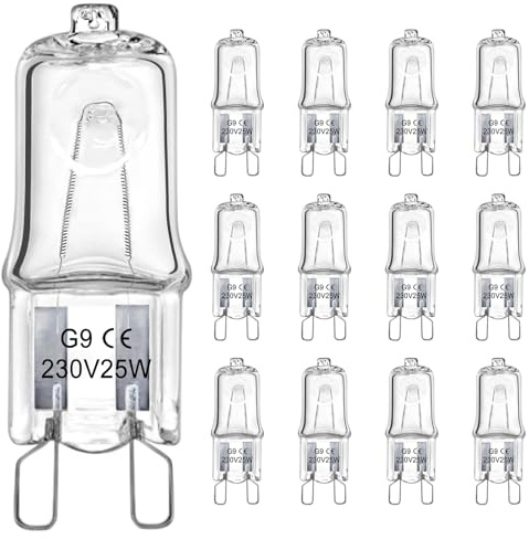 LedWekei Ampoules halogènes G9, ampoule 220 V 25 W, ampoule à capsule transparente à 2 broches, ampoules blanc chaud 2700 K à intensité variable (paquet de 12)