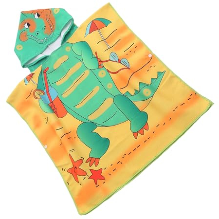 FEBE Badeponcho Kinder Krokodil am Strand Badetuch Mit Kapuze Bademantel für Kleinkind