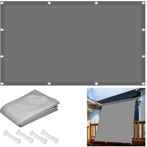 Sun Shade Sail 600 x 640 cm(236 x 252inch) Patio Sail Pergola 95% UV Block for Outdoors, Garden, Patio, Yard, Party, with Free Rope, Light Grey