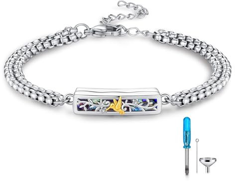 REDSUN Kolibri Urnen Armband 925 Sterling Silber Urne Armreifen für Asche Memorial Keepsake Kremation Memorial Urne Armband Feuerbestattung Schmuck für Damen Herren