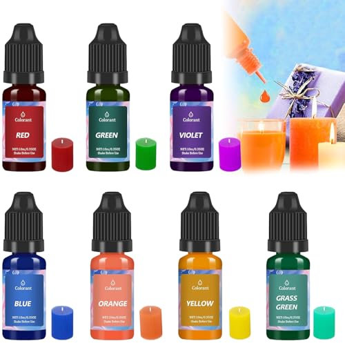 Tintes Líquidos para Velas, Colorantes para Velas, 7 Colores Tinte para Velas para DIY, 10ML Velas Líquidas de Alta Concentración, para Cera de Soja, Cera de Abejas, Cera de Gel, Cera de Parafina
