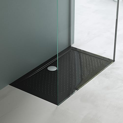 Mai & Mai Piatto Doccia 70x120x4cm in Acrilico, Antiscivolo | Piatto Doccia Rettangolare, Nero, Lucia02AR