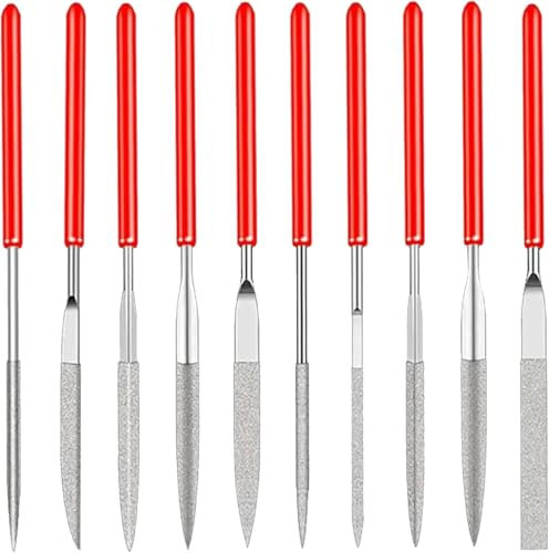Bamyli 10 PCS Mini Limes à Aiguille Diamant, Lime Metal, Ensemble de Fichier Diamant, Ensemble de Fichiers Polyvalentes Diamant Lime en Métal pour Bois Bijoux Bricolage Métal (2x100mm)