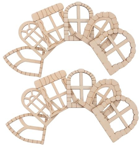 JOINPAYA Mini Fenster Zubehör Aus Holz 5.9X5.5 Zoll Unvollendete DIY Feentür Für Garten Puppenhaus Und Bastelprojekte Dekorative Miniatur Fenster Für Kreative Gestaltung