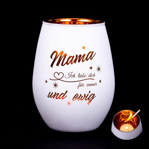 Toptime Muttertagsgeschenk Geschenke für Mama,Windlicht mit Gravur Danke Mama,Teelichthalter Geschenke,Graviertes Windlicht aus Glas Geburtstagsgeschenk Muttertag