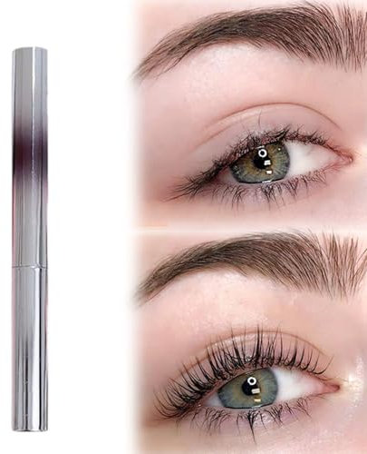Iron Wand Schwarzer Waschbarer Mascara Mit Metall-Stab - Bürstenlos, Wasserfest und Lang Anhaltend für Extensions (Braun, 1 PCS)