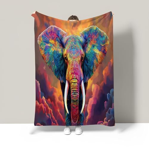 Kuscheldecke Decke 3D Abstrakte Wolken Kinder Fleecedecke Wohndecke Majestät Elefant Warm Sofaüberwurf Decke Sofadecke Couchdecke Tagesdecke für Bett,150 × 200 cm