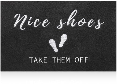 MWAZZLL Welcome Door Mat Outdoor Indoor Non Slip Nice Shoes Doormat Low-Profile Super Absorb Mud Front Door Mats for Entrance,Patio,High Traffic Areas Black