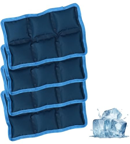 4pcs Reusable Lunch Box Ice Packs, Polyester Long Lasting Cold Packs Blocks Freezer Ice Bag Versatile Cool Cooler Accessories for Adventuring Fishing Camping Climbing Outdoor Activities (Blue)