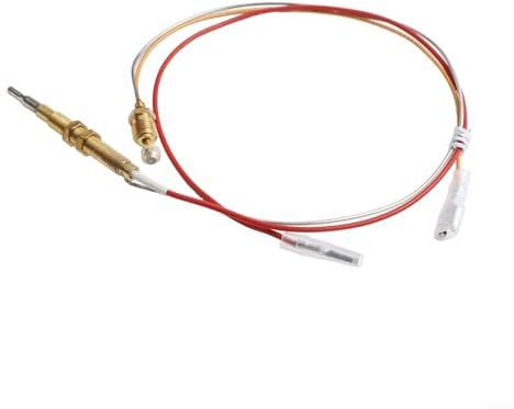 CYRENT Thermoelement für Gas-Terrassenheizung, M6 x 0,75 Gewinde, M8 x 1, Endanschluss, 400 mm oder 600 mm, Draht, flache Klemme, sichere Passform für Außenbereich, Garten, Balkon, Camping (60 cm)