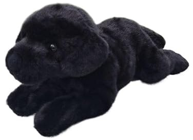 SMJWH Realistischer schwarzer Labradorwelpe, Plüschtier, weiche Stoffhundpuppe, kuscheliger Begleiter, Weihnachts- oder Geburtstagsgeschenk(Prone Length 38cm)