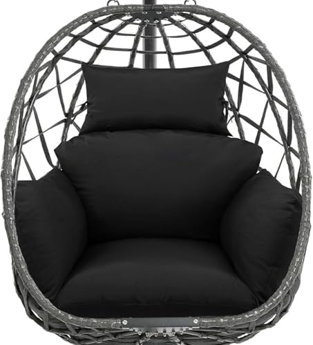 joomie Egg Chair Cushion Replacement Waterproof 119x79x13 cm Black | Thicken design, Cushions for hanging egg swing chair, Wicker rattan hammock basket compatible with headrest pillow