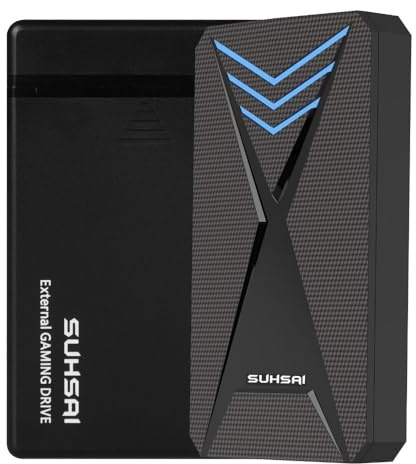 SUHSAI Externe Gaming-Festplatte, tragbares USB 3.0-Laufwerk, kompatibel mit Spielkonsolen (1 TB)