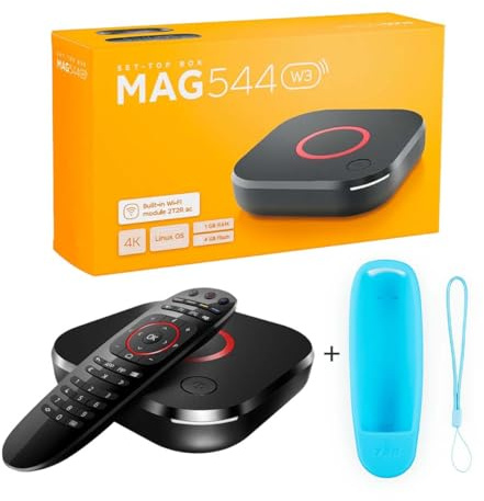MAG544W3 Linux TV Set-Top Box 4K HDR Streaming Media Player, 4K und HEVC Unterstützung, Dolby Digital Plus, integriertes WLAN 5G, 1GB DDR4 RAM, 4GB Flash-Speicher, Bonus Silikonhülle