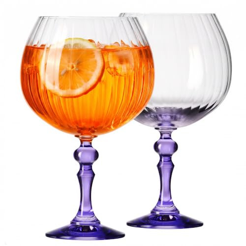 KROSNO Bicchieri da Gin 660 ml con stelo lavanda, set da 2 – per Gin Tonic, Aperol Spritz e Cocktail – senza piombo – lavabili in lavastoviglie – Bubble Celebration Moments