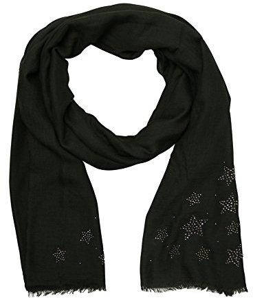 beybey Stern Damen Glitzer Schal Baumwollschal mit Strass XXL Wickelschal (olive)