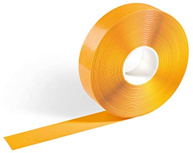 Durable Bodenmarkierungsband Duraline Strong, 30 m, signalgelb, 172504 | Selbstklebend, abriebfest, rutschhemmend R10 nach DIN 51130, 50 mm x 1,2 mm, staplergeeignet, Warnband