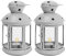 Nicola Spring Vintage Laternen-Teelichthalter - 2er-Pack - 20 cm - Grauer Kerzenhalter, dekorative Kerzenlaterne, Metall-Teelichter zum Aufhängen im Innen- und Außenbereich
